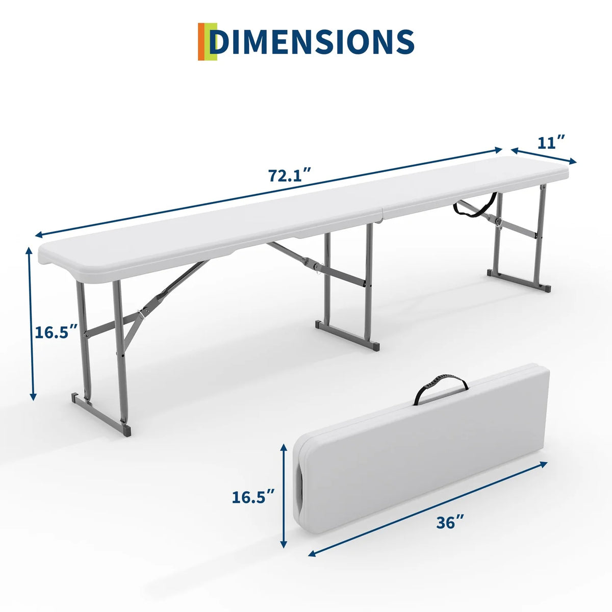 New Open Box Garvee 6ft Portable Folding Bench With Steel Frame & Carry Handle