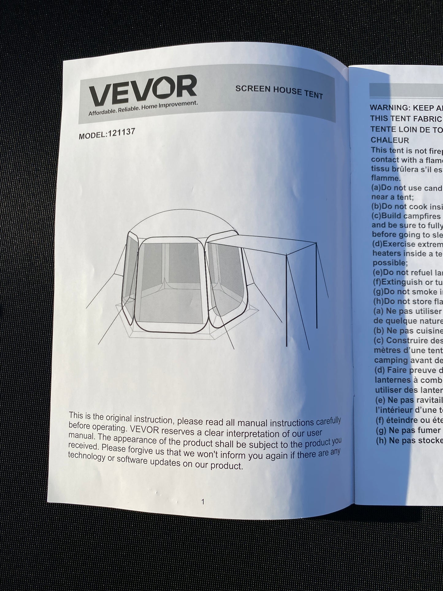 Like New VEVOR 10’ x 9.2’ Pop Up Screen House Tent With Awning For 4–8 People