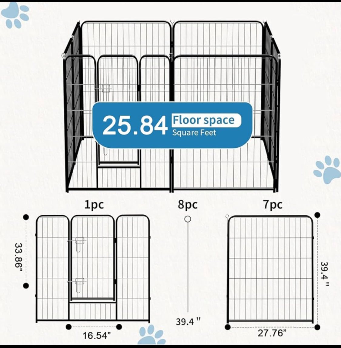 New Other NEWBULIG 8 Panel 40'' H Large Indoor/Outdoor Dog Playpen With Door