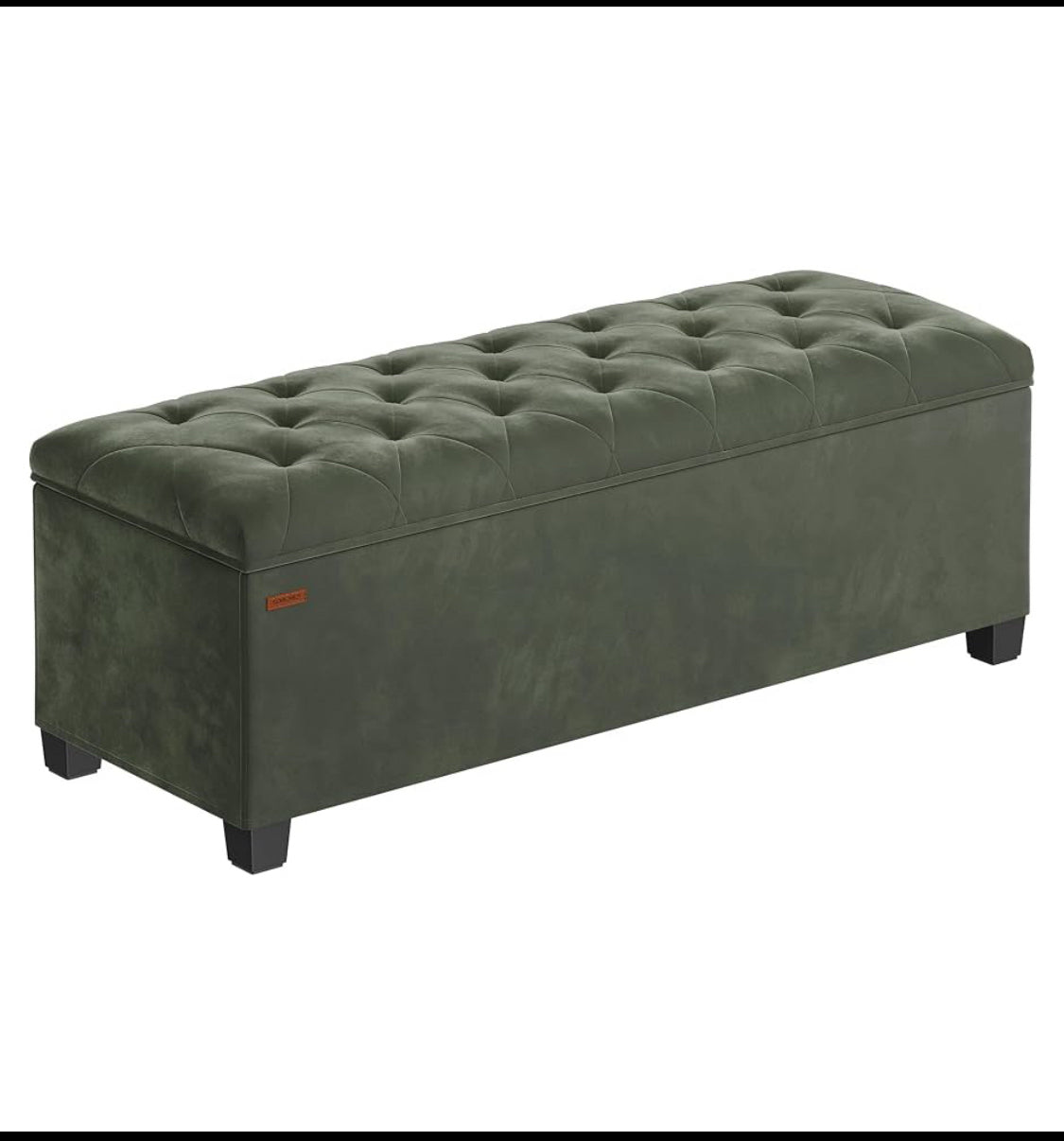 New Other SONGMICS 43”x16” Storage Ottoman Bench Foot Rest W/ Legs, Forest Green