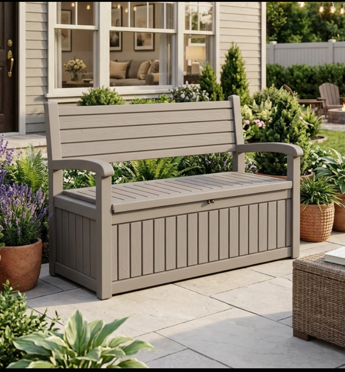 New Other EasyUp 80 Gallon Storage Bench Lockable Waterproof Deck Box, Gray