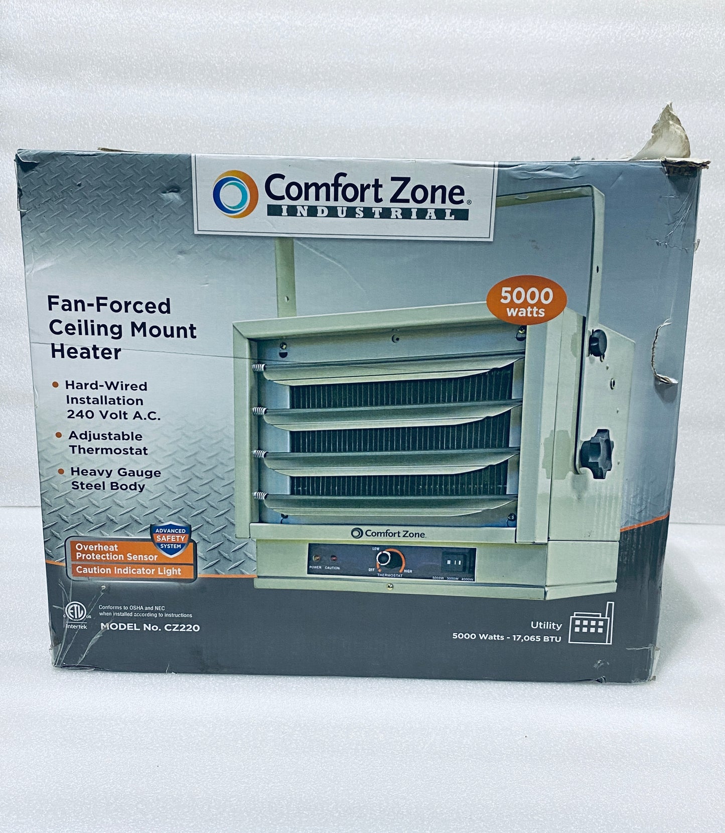 New Other-Comfort Zone 5,000W 240V 17,065BTU Ceiling Electric Fan Forced Heater