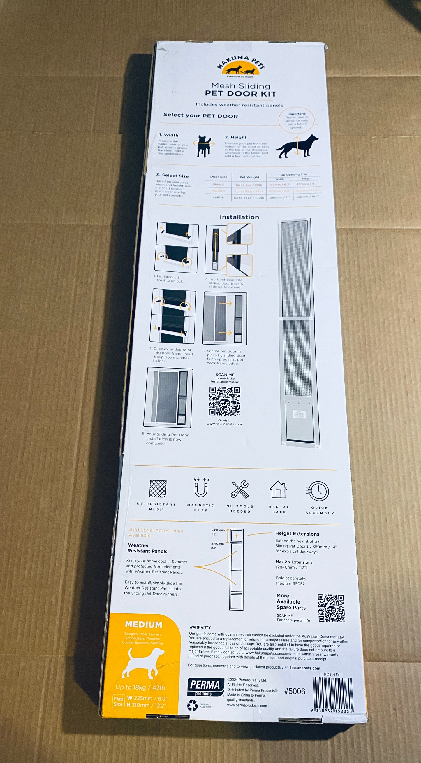 New Open Box - Mesh Sliding Patio Pet Door (V2) + Clear Weather Resistant Panel