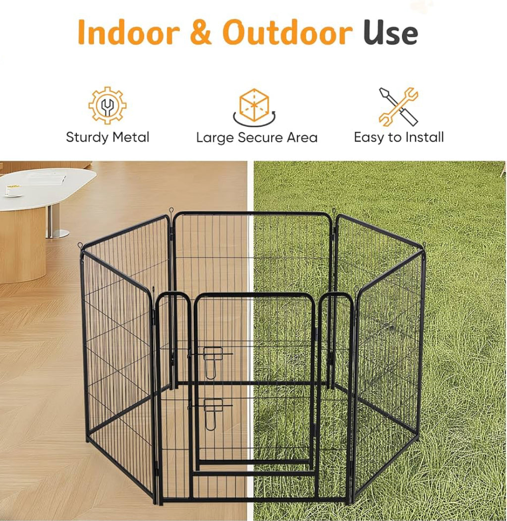 New Open Box NEWBULIG 6 Panel 40” In/Outdoor Metal Dog Playpen, Black