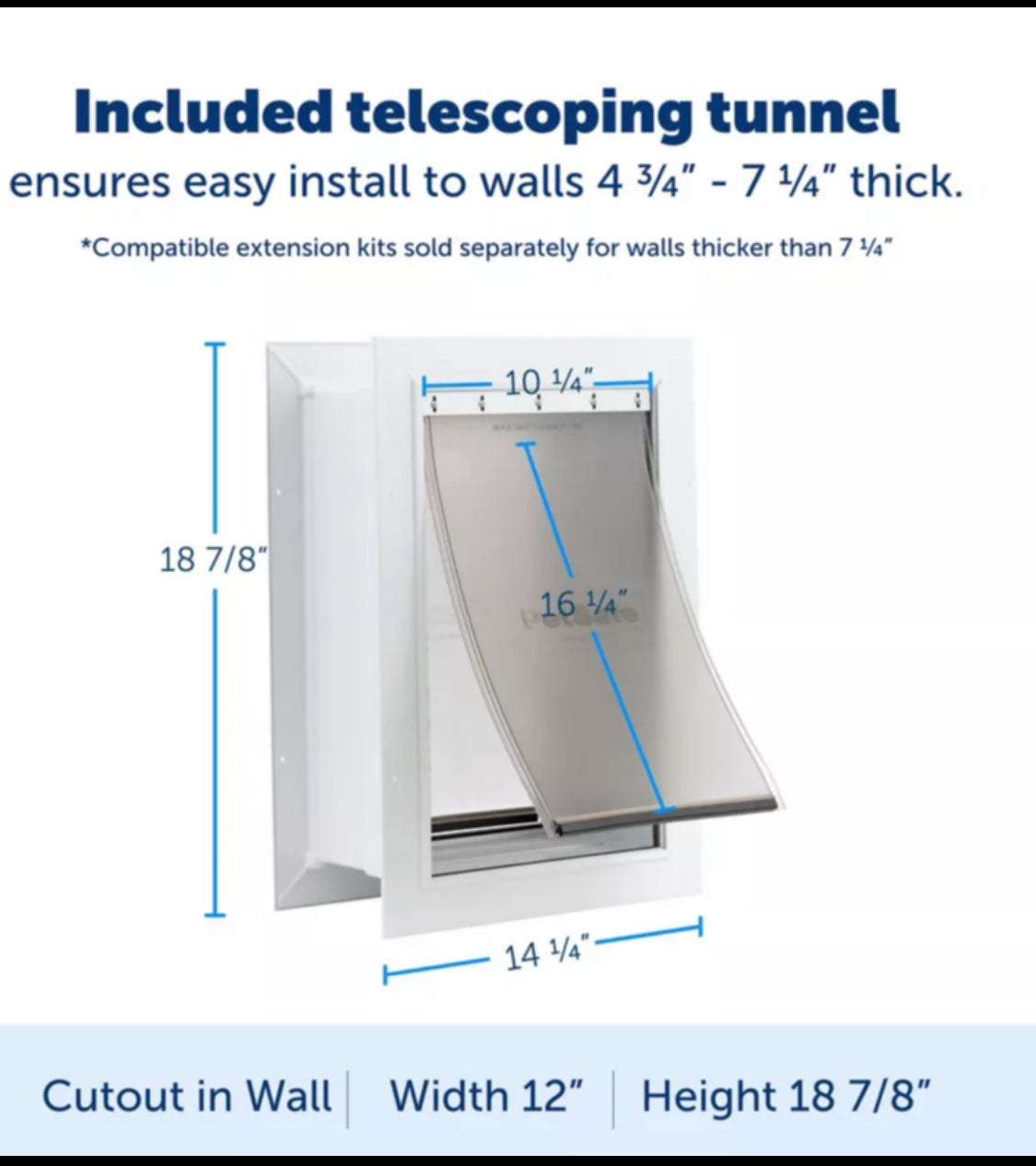 New Other PetSafe White Large Wall Entry Pet Door W/ 10 1/4” x 16 1/4” Door Flap