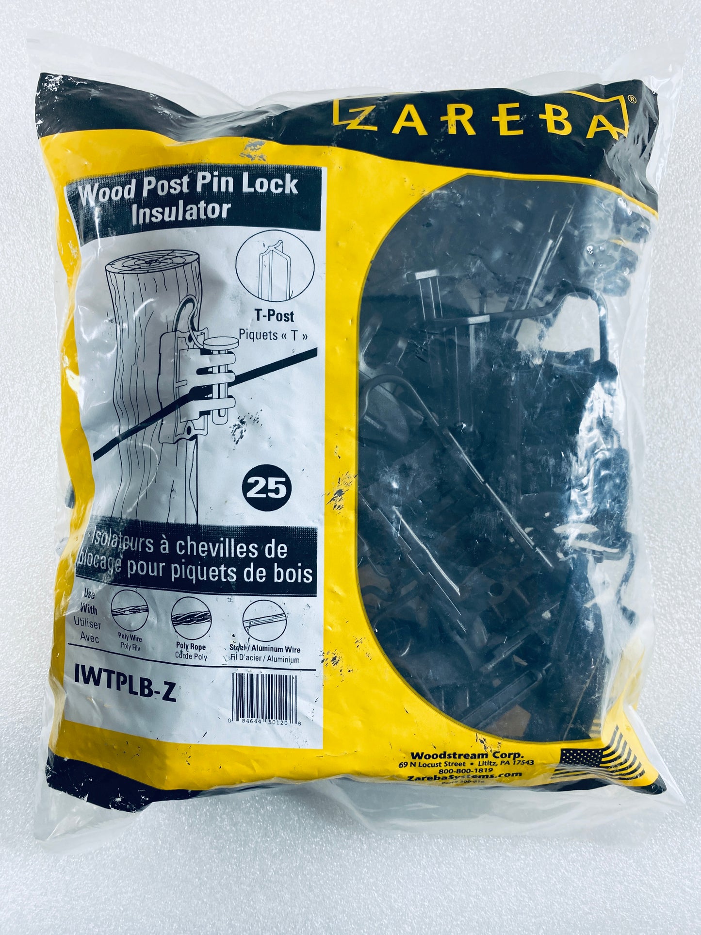 Lot Of 50 – New Zareba Wood Post Pin Lock Insulator, Black (25) Per Package