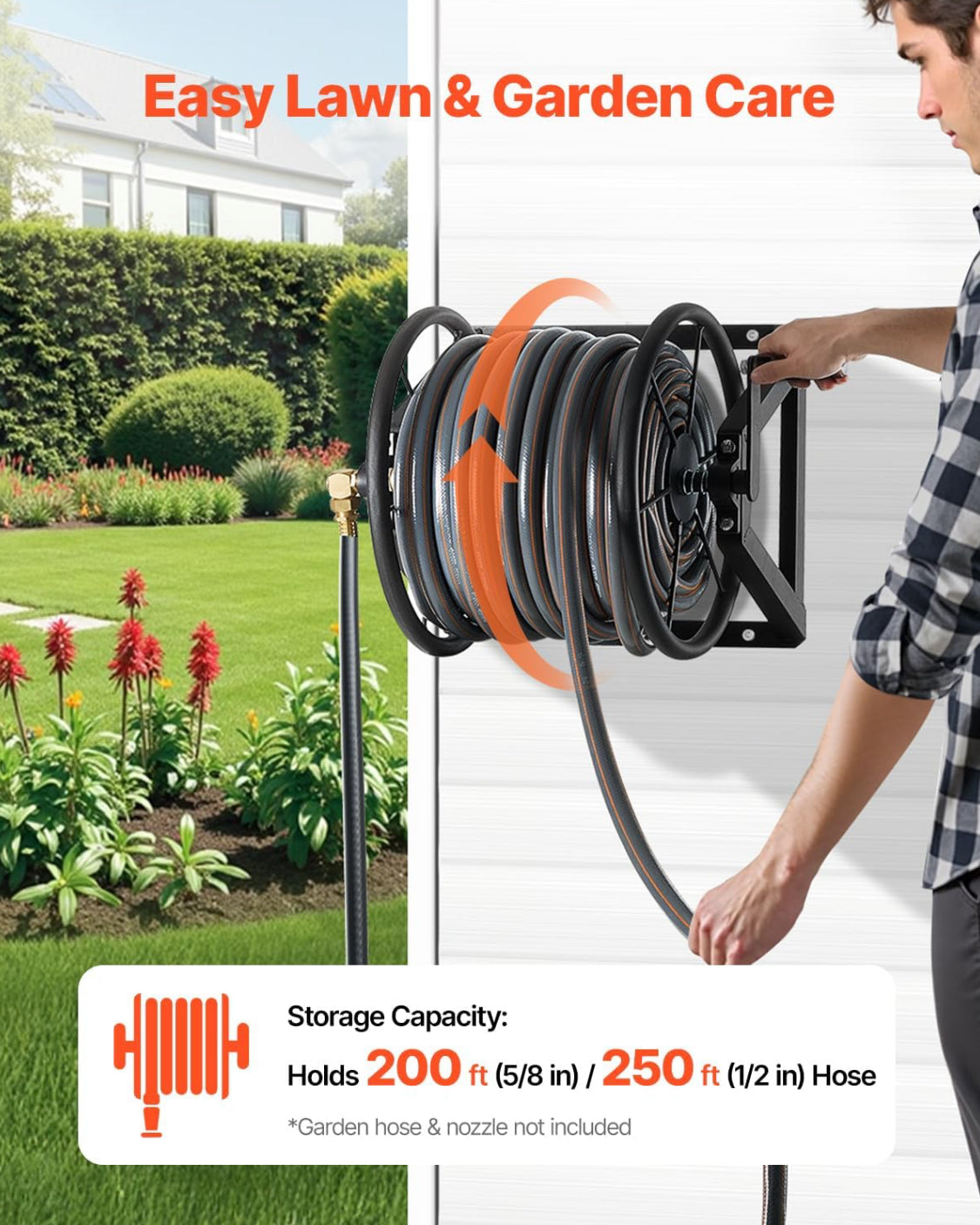 New Other VEVOR Wall Mounted Hose Reel Winder, Holds 200 ft 5/8-inch Water Hose