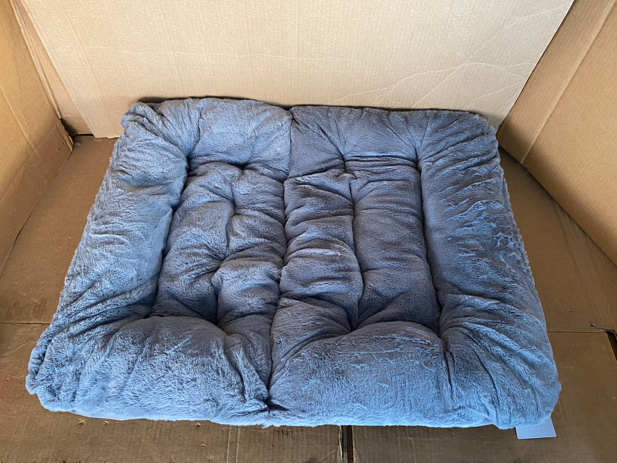New Open Box DUMOS Soft Faux Fur Folding Lounge Chair, Gray