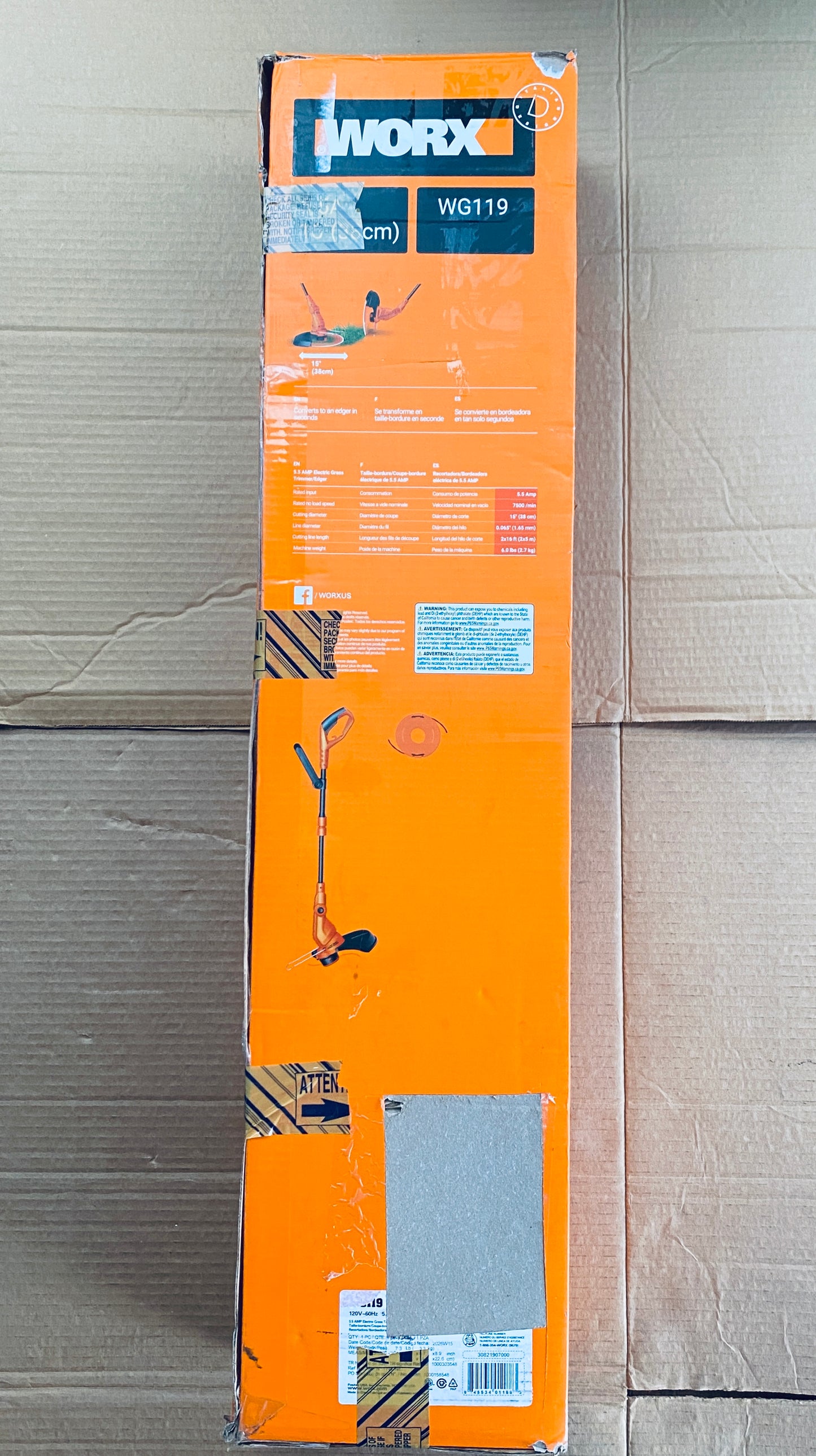New Other WORX 15" 2-in-1 Electric Dual Auto Feed String Trimmer & Lawn Edger