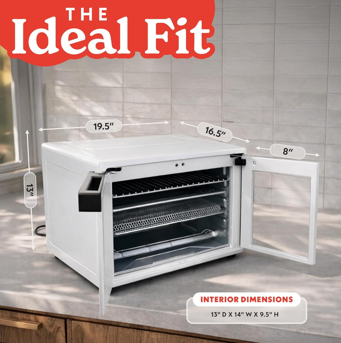 Like New Gourmia 27Qt French Door Air Fryer Oven With  FryForce 360°, White