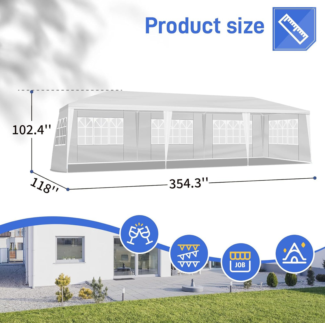 New Other TryGoal 10’ x 30’ White Outdoor Canopy Party Tent With Sidewalls