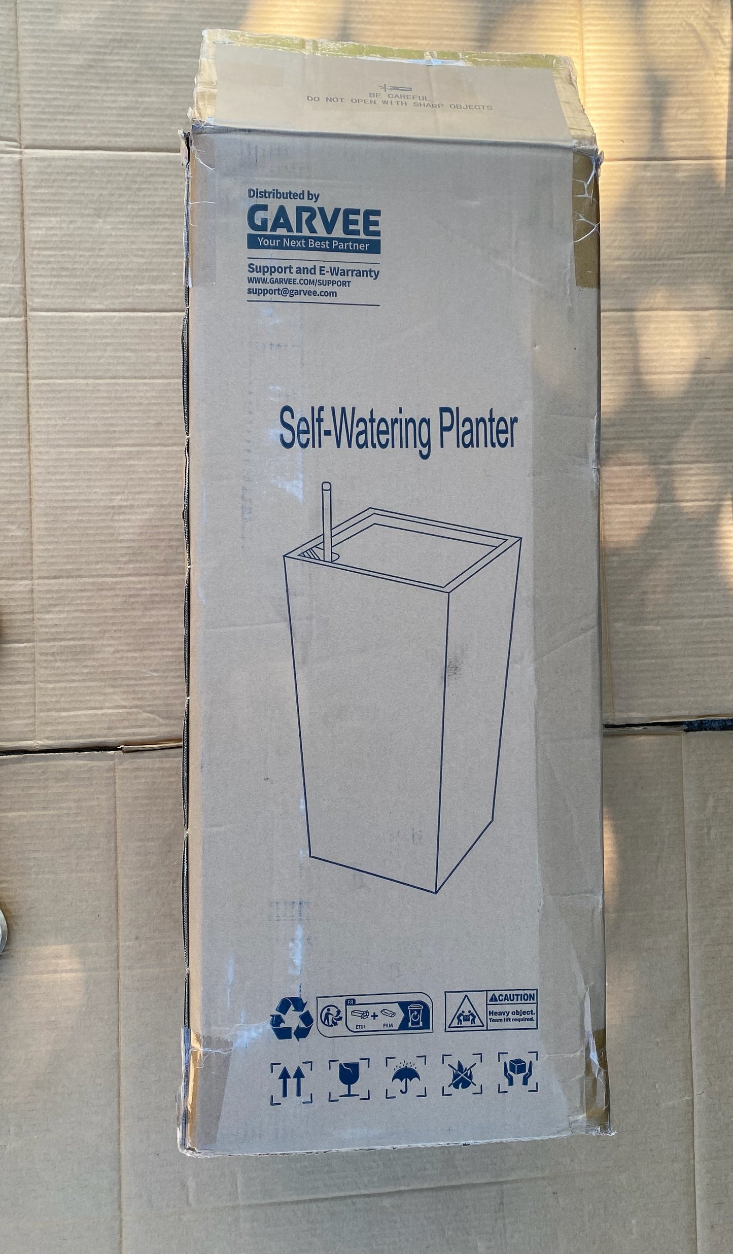Set Of 2-New Garvee 23” Tall Outdoor Planter Flower Pots W/ Water Level Monitor