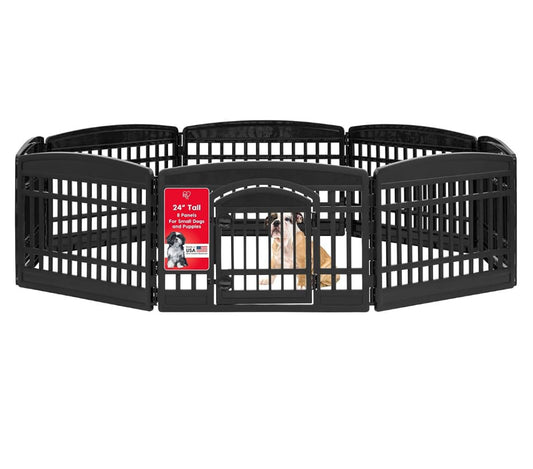 New Other IRIS USA 24” 8-Panel Pet Playpen Enclosure, Black