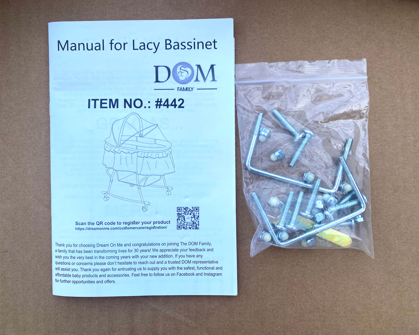 new Other - Dream Of Me Portable 2-In-1 Lacy Bassinet, Light Gray