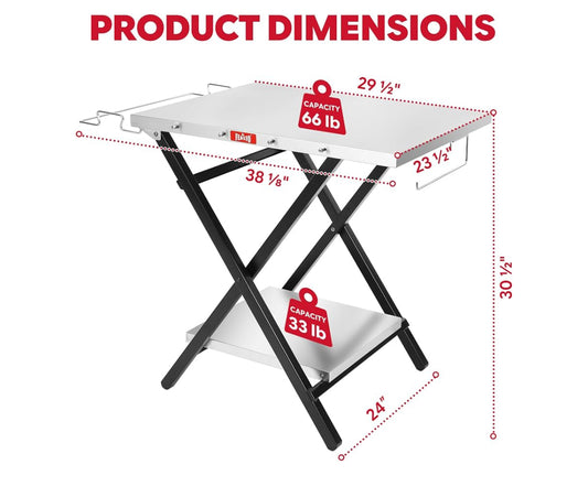 New Open Box Feasto Outdoor Stainless Steel Folding Grill Prep Table, 30" x 24"