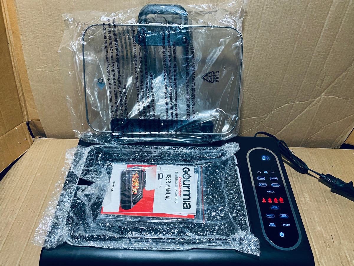 New Other Gourmia Electric Smokeless 5-in-1 Grill & Air Fryer With Glass Lid