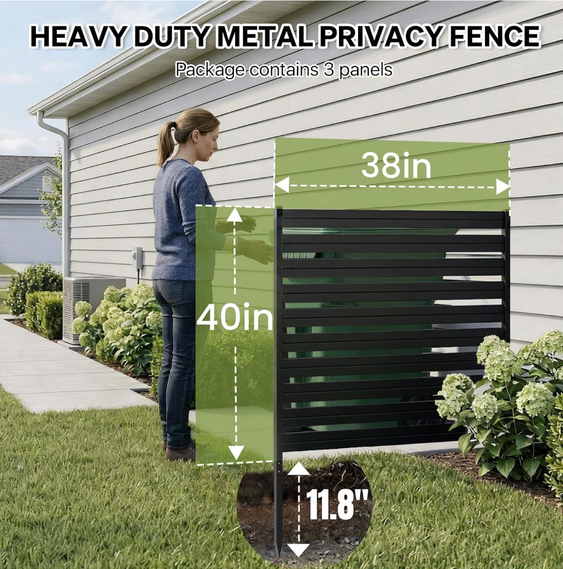 New Other SMARTSTANDARD 3 Panel 38" W x 40" H Metal Air Conditioner Fence, Black