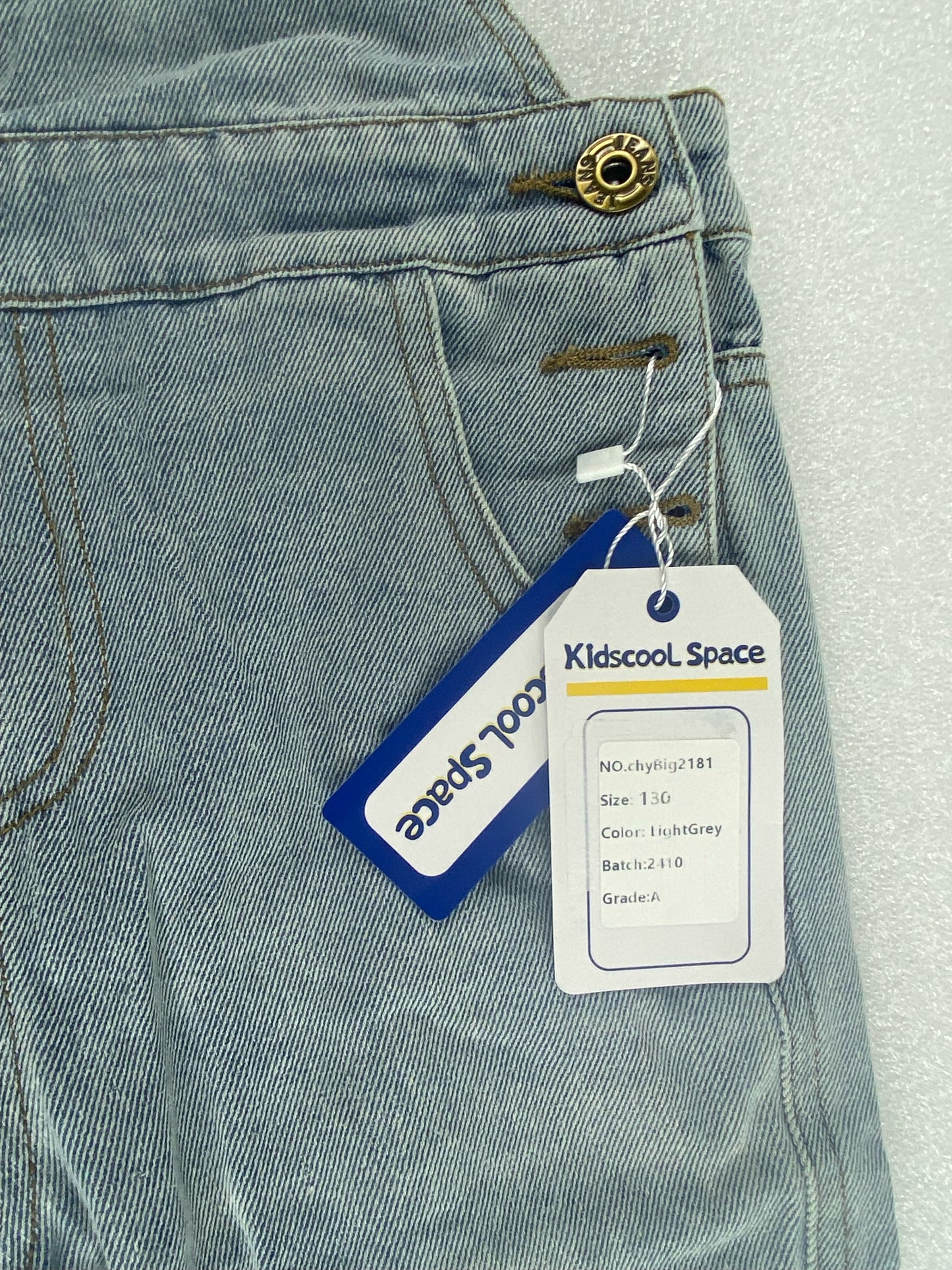 New Kidscool Space Size 8 Overall Denim, Light Grey