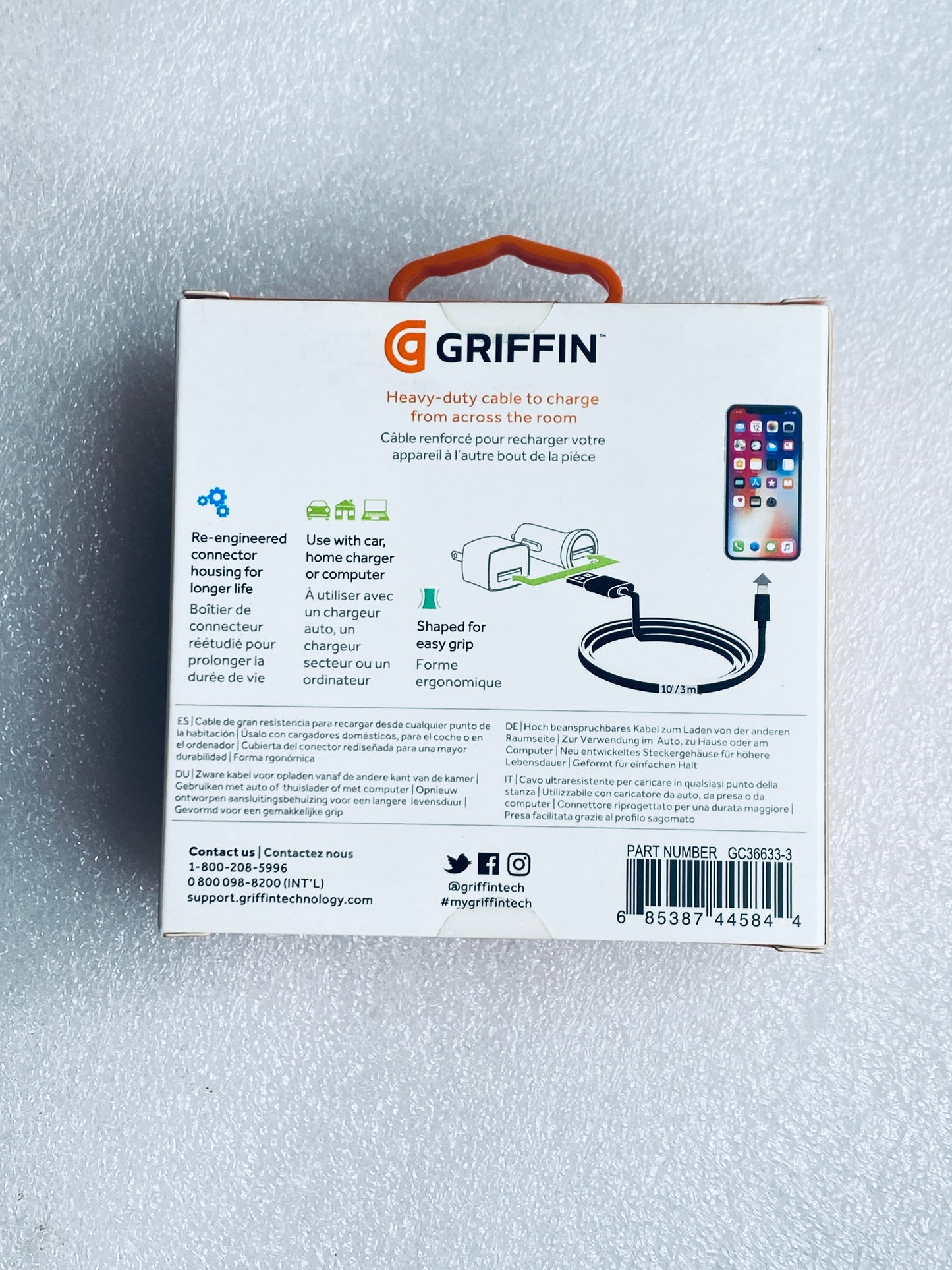 Lot Of 2 - New Griffin 10' Charge/Sync Cable With USB To Lightning Connector