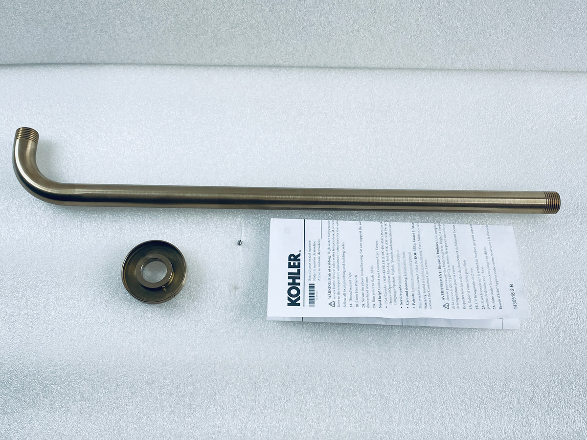 New Other KOHLER Statement 19" Wall-Mount Single-Function Rainhead Arm & Flange