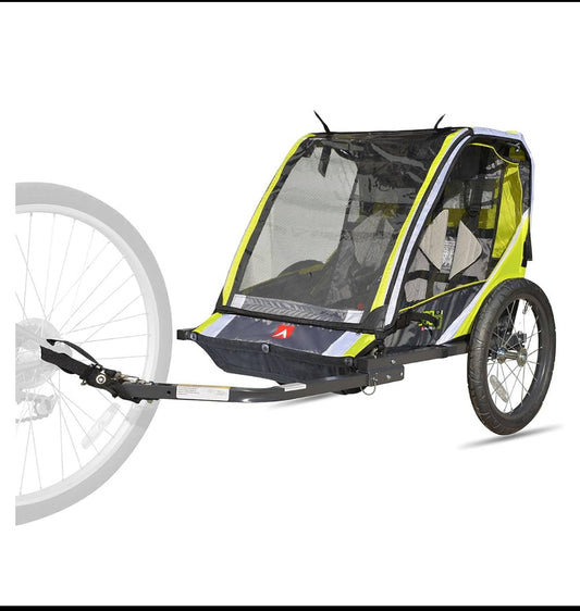 Allen Sports Deluxe Steel 2 Child Bike Trailer, Green