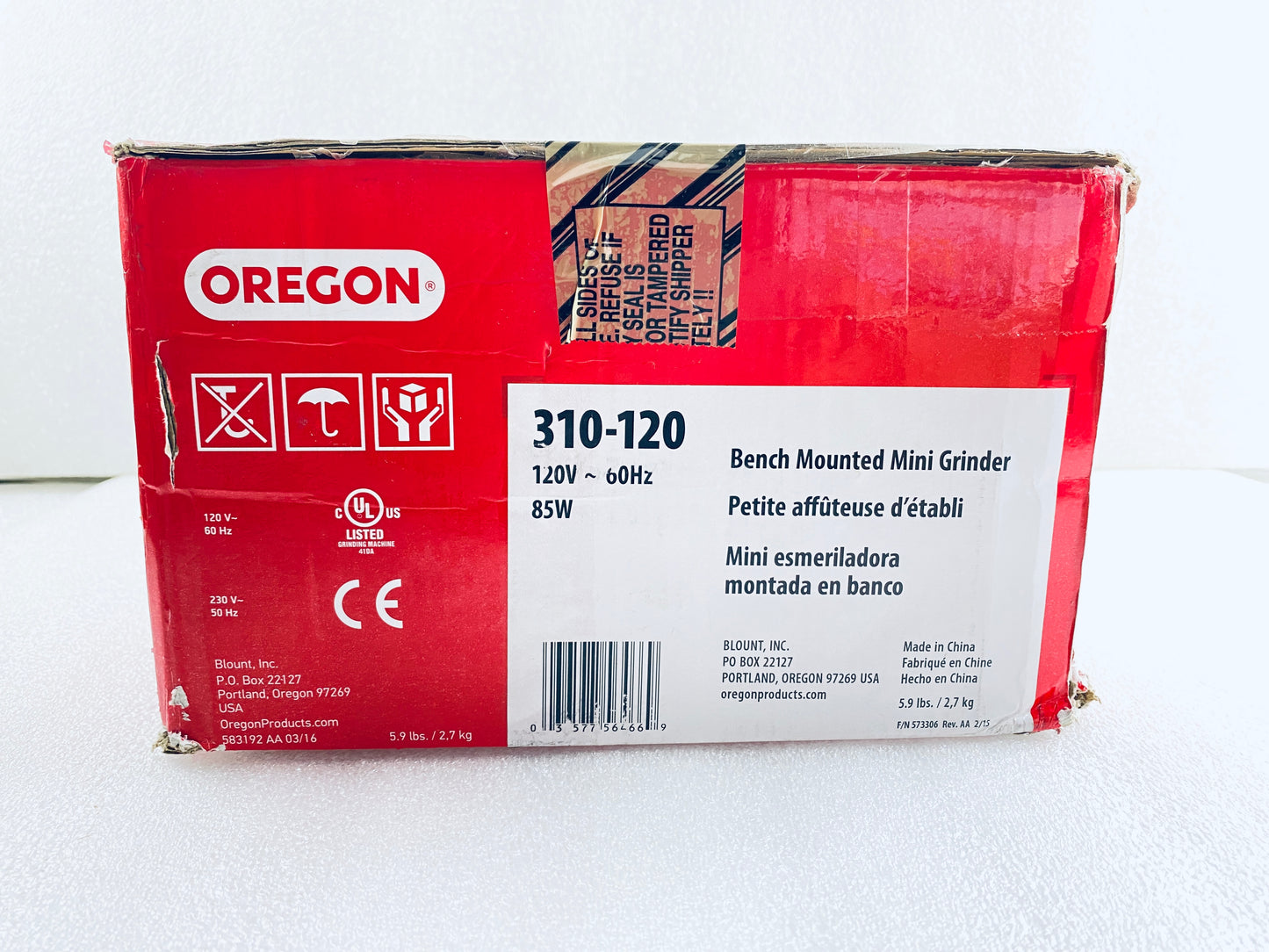 New Open Box Oregon Compact 120V Bench Grinder, Universal Saw Chain Sharpener
