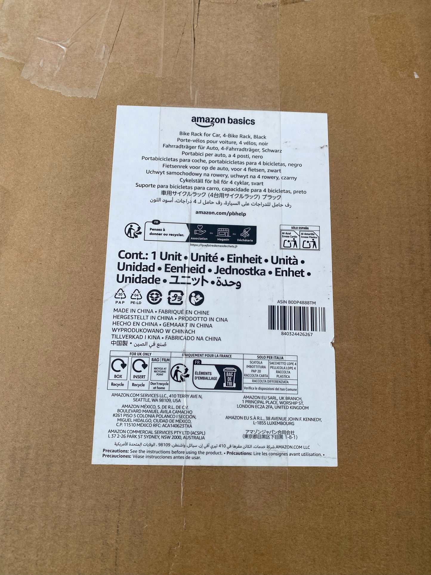 New Other Amazon Basics 4-Bike Hitch Rack With 2" Hitch For Car, SUV & Truck