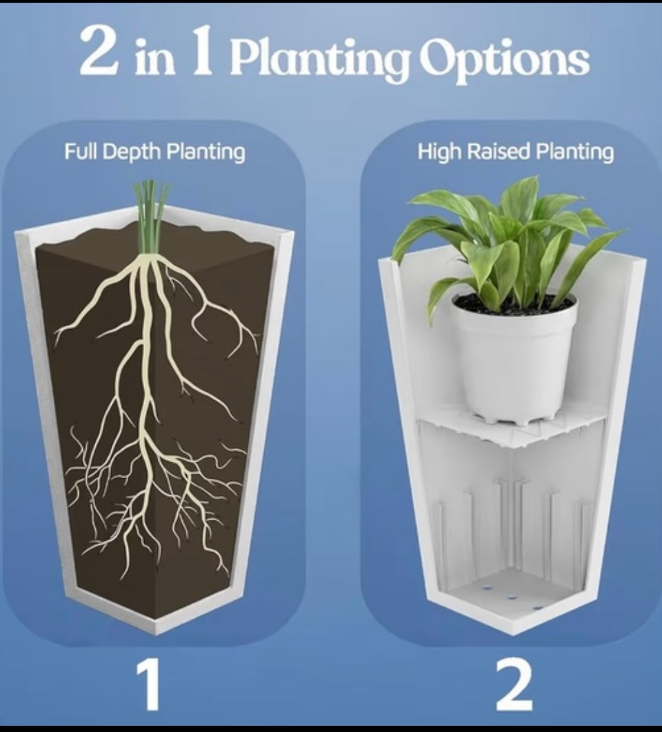 New (Set Of 2) Lifemaster 30” Heavy-Duty Indoor/Outdoor Large Planters, White