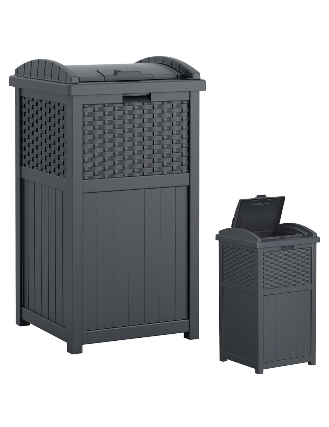 New Other Suncast 33Gal Wicker-Style Hideaway Trash Can With Secure Latching Lid
