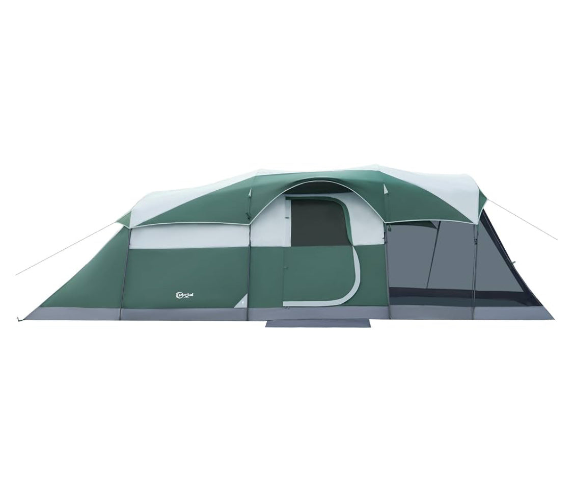Like New PORTAL 8 Person Family Camping Tent With Screen Room, Green