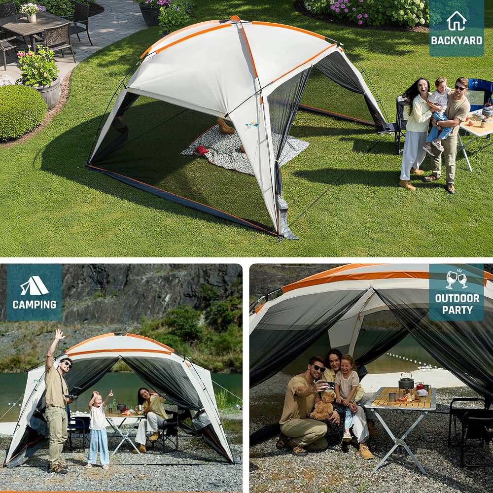 Like New DMH Outdoors 12’x12’ Screen House Tent With Mesh Walls & 2 Zipper Doors