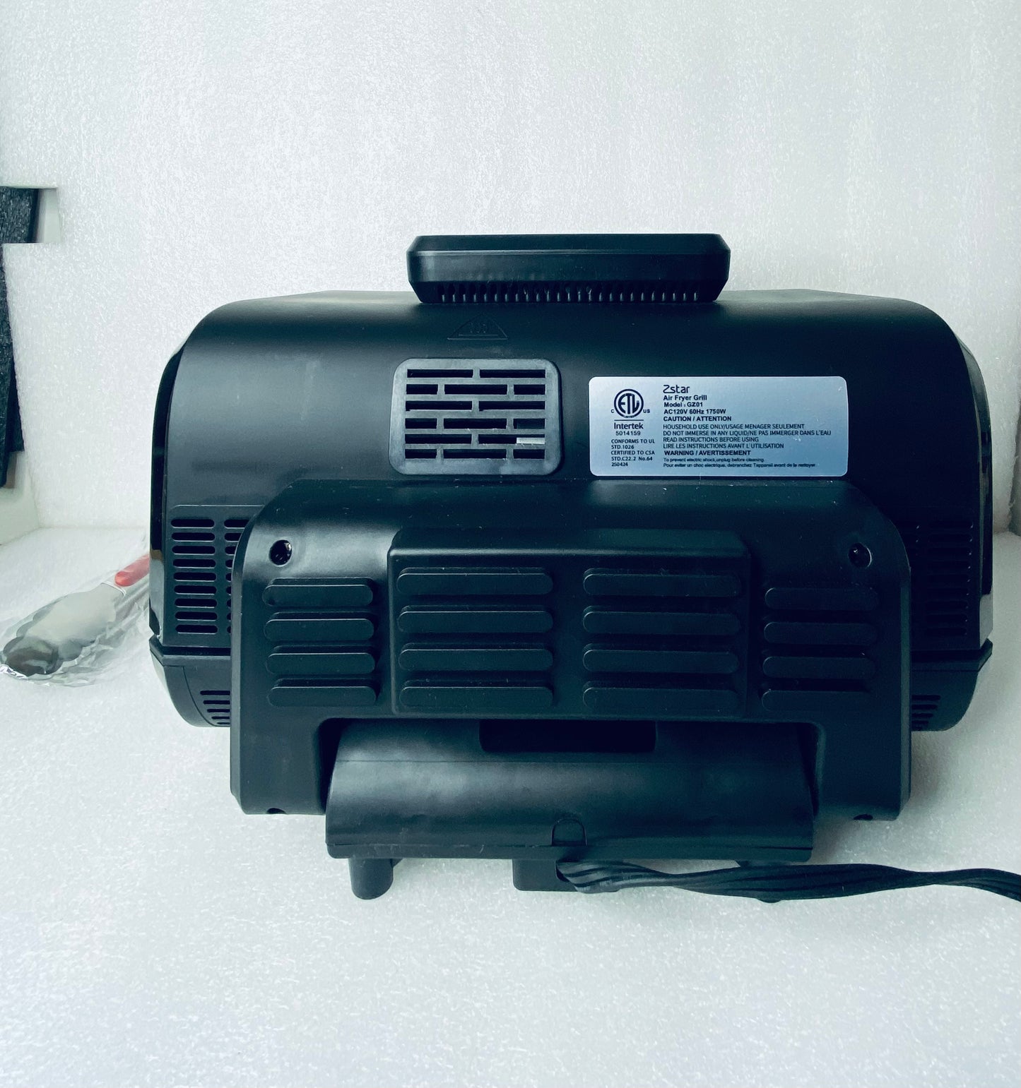 New Other Zstar 7-in-1 Indoor Air Fryer Grill Combo, GZ01, Black With Tongs