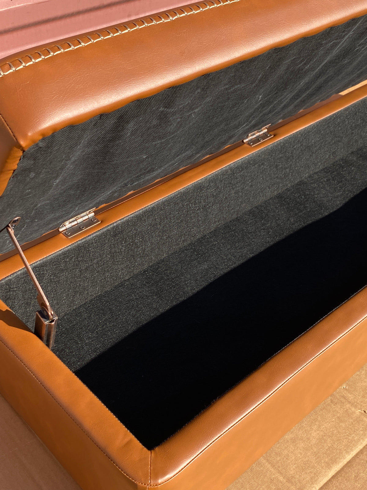 VASAGLE EKHO Collection Storage Ottoman Bench With Steel Legs, Caramel Brown
