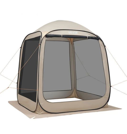 VEVOR 6’x6’ 4-6 Person Pop Up Screen Tent with Carry Bag, Beige