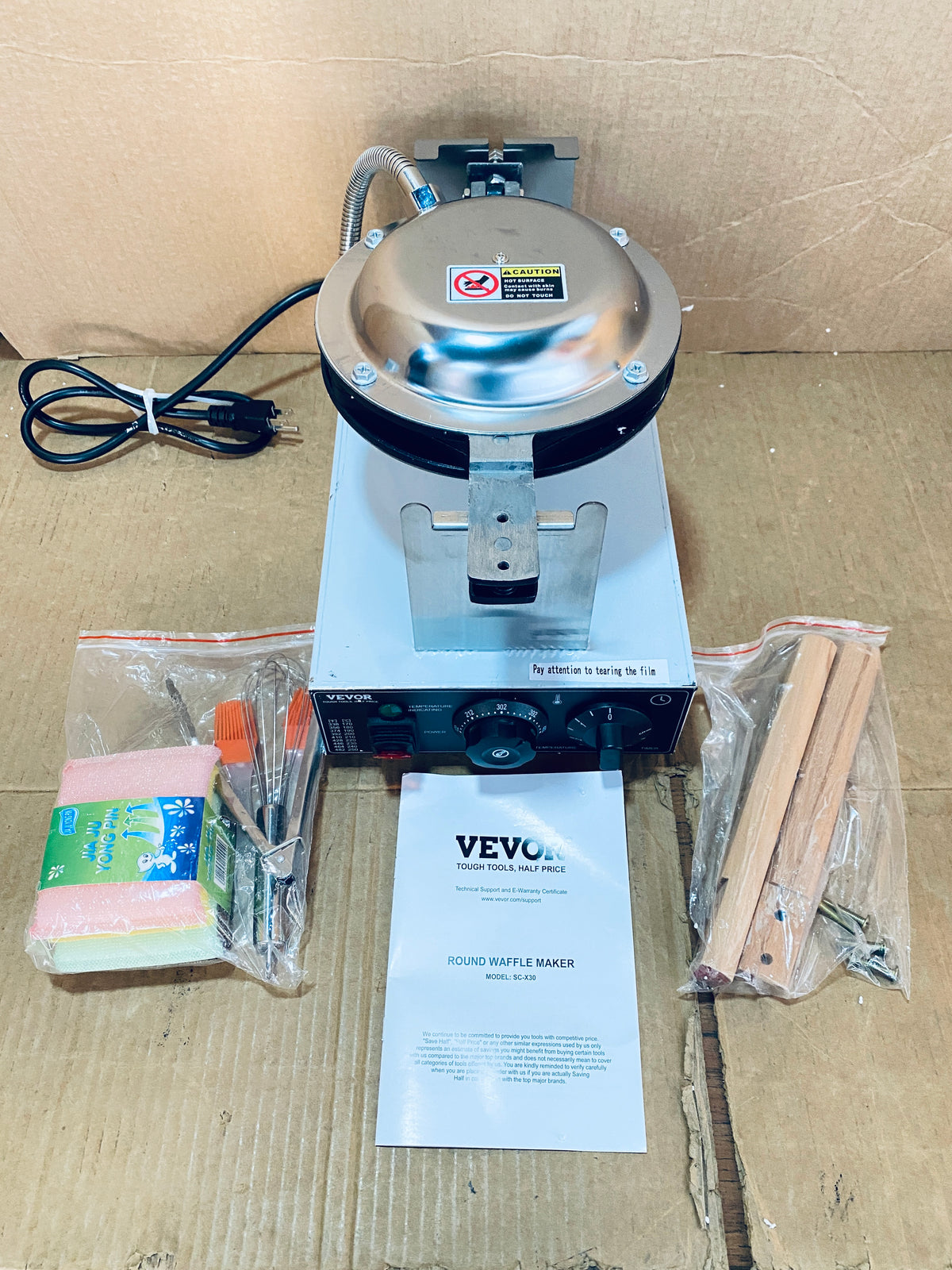 New Open Box VEVOR Commercial Electric Waffle Maker 30 Pcs, Stainless Steel