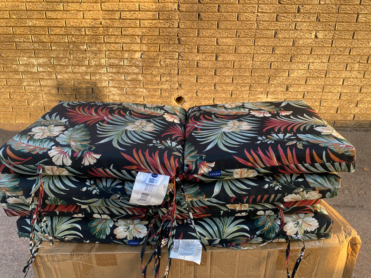 Set Of 4-New Arden 20”x44” Outdoor Patio Dining Chair Cushions, Simone Tropical