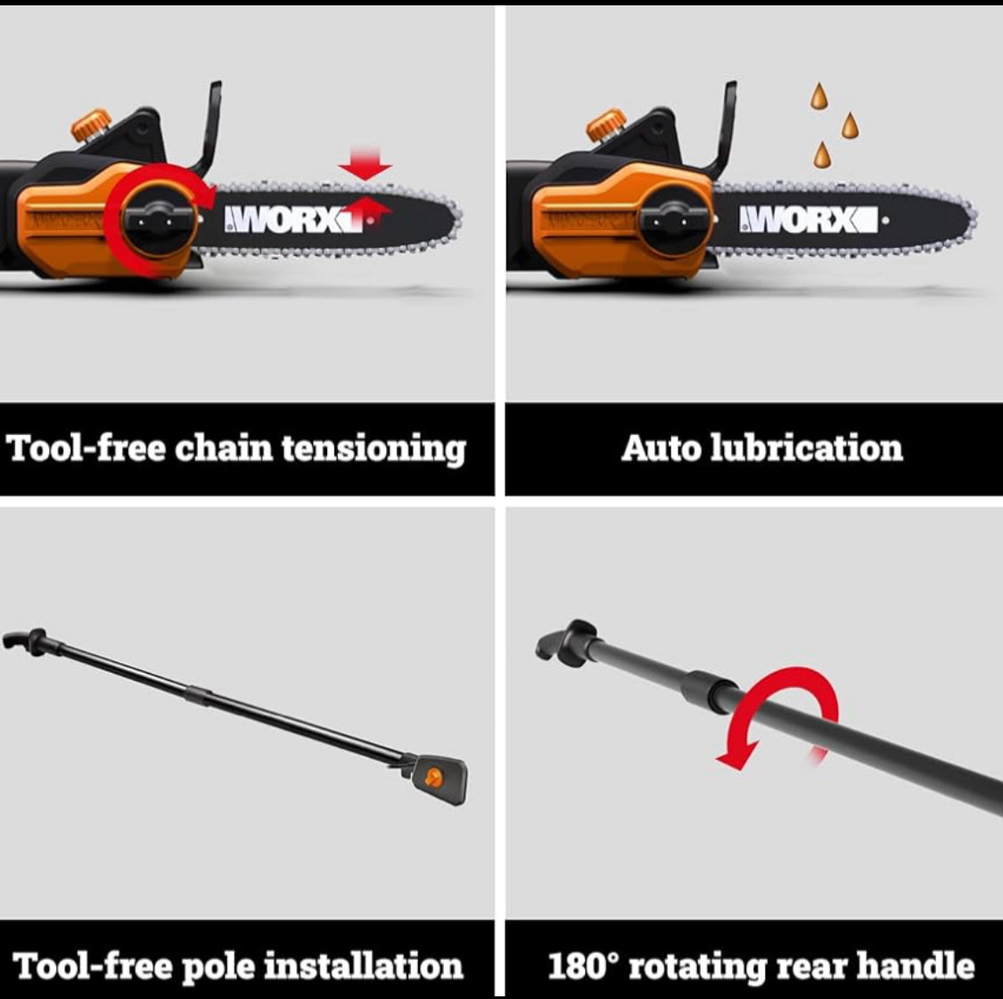 New Other WORX 10" 2-In-1 Electric Chainsaw/Pole Saw 8 Amp Up to 10 ft.