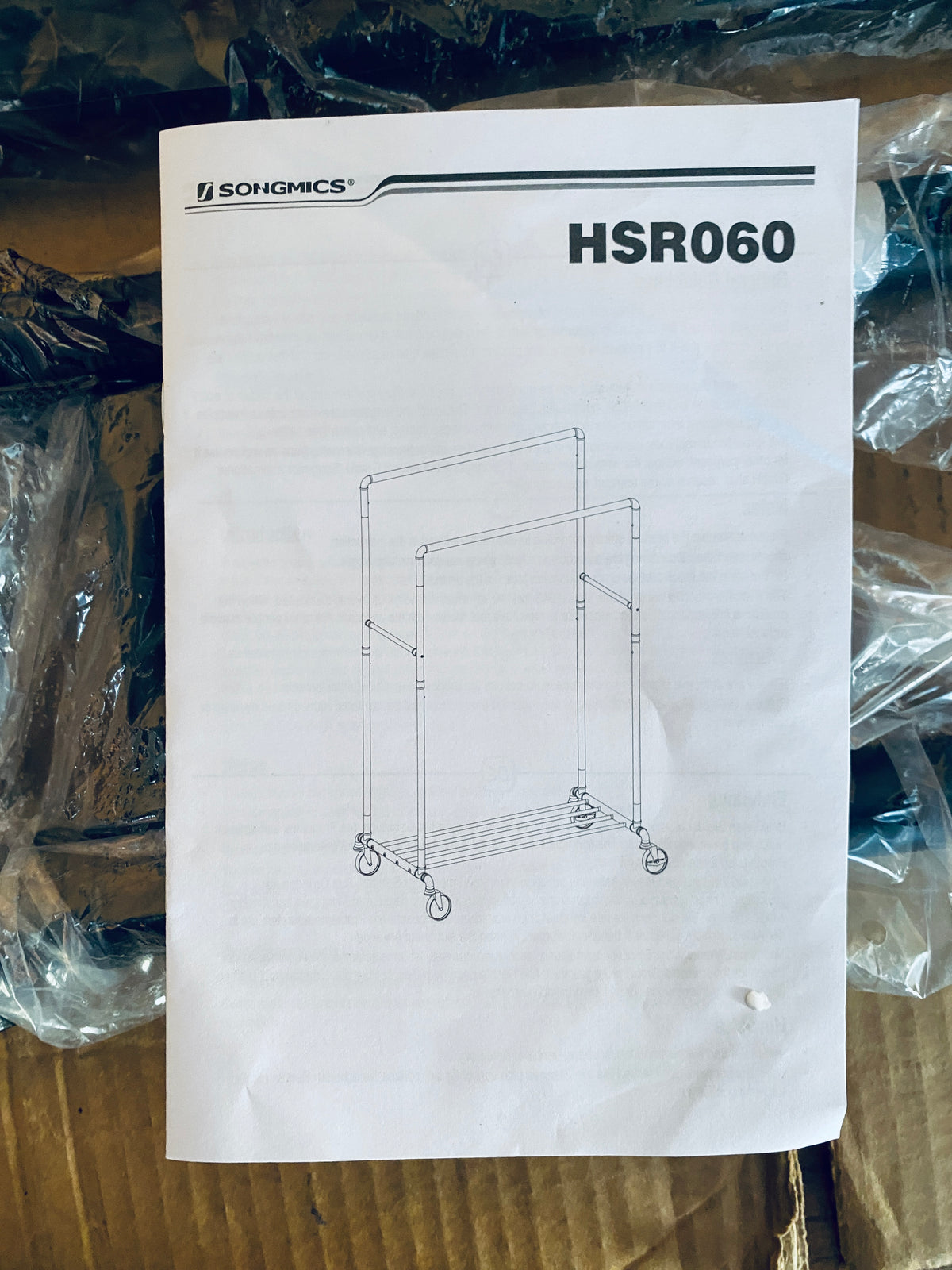 New Other SONGMICS Heavy-Duty Clothes Rack, Double-Rod, Metal Frame On Wheels