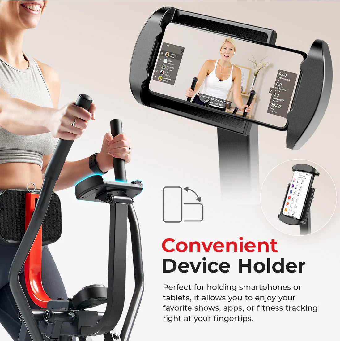 New Other Sunny Health & Fitness Air Walk Trainer Elliptical Glider W/ Bluetooth