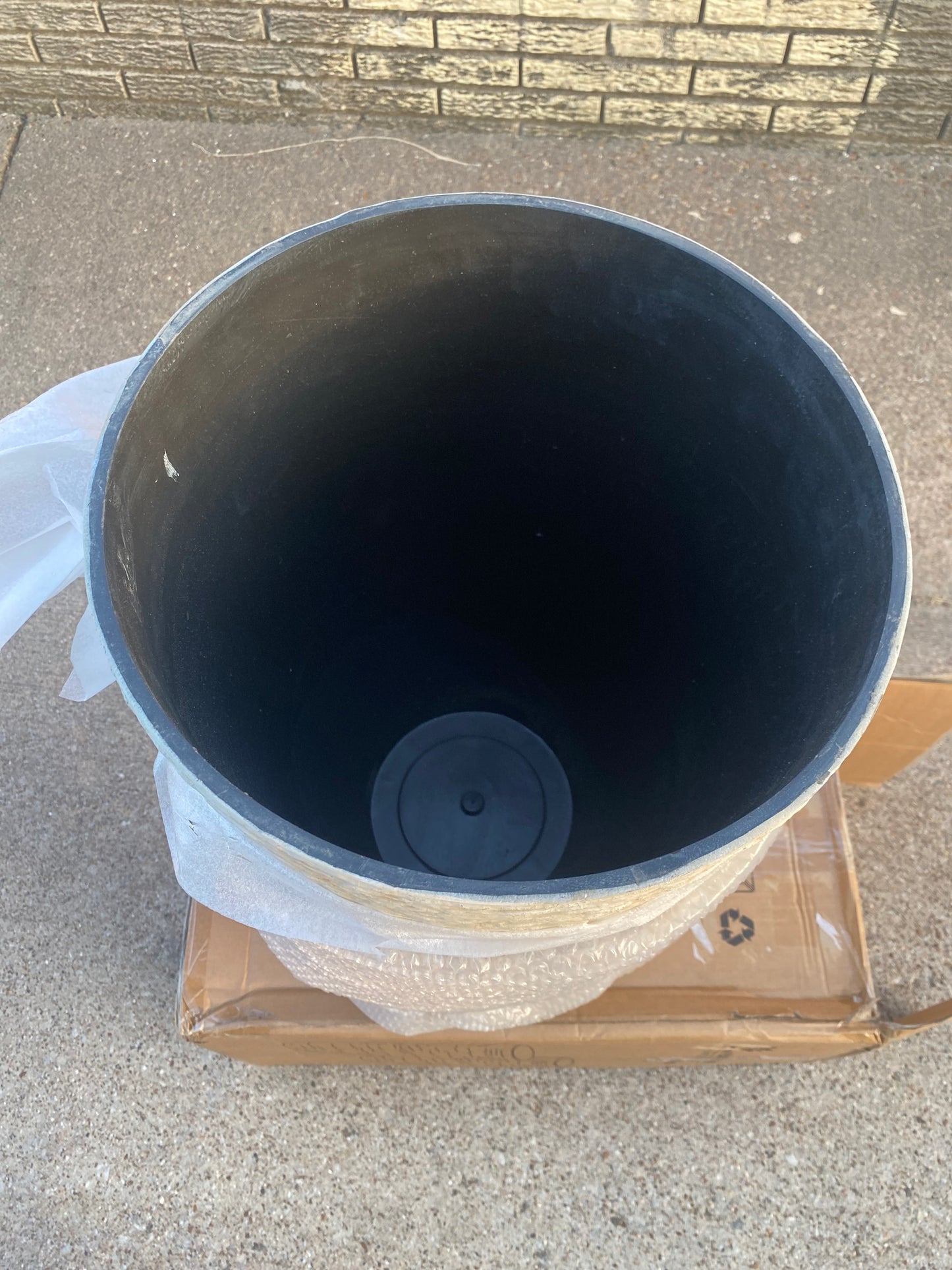 Set of 2 - New Worth 9 Gallon Tall Round Planters 14" Dia x 21" H, Beige