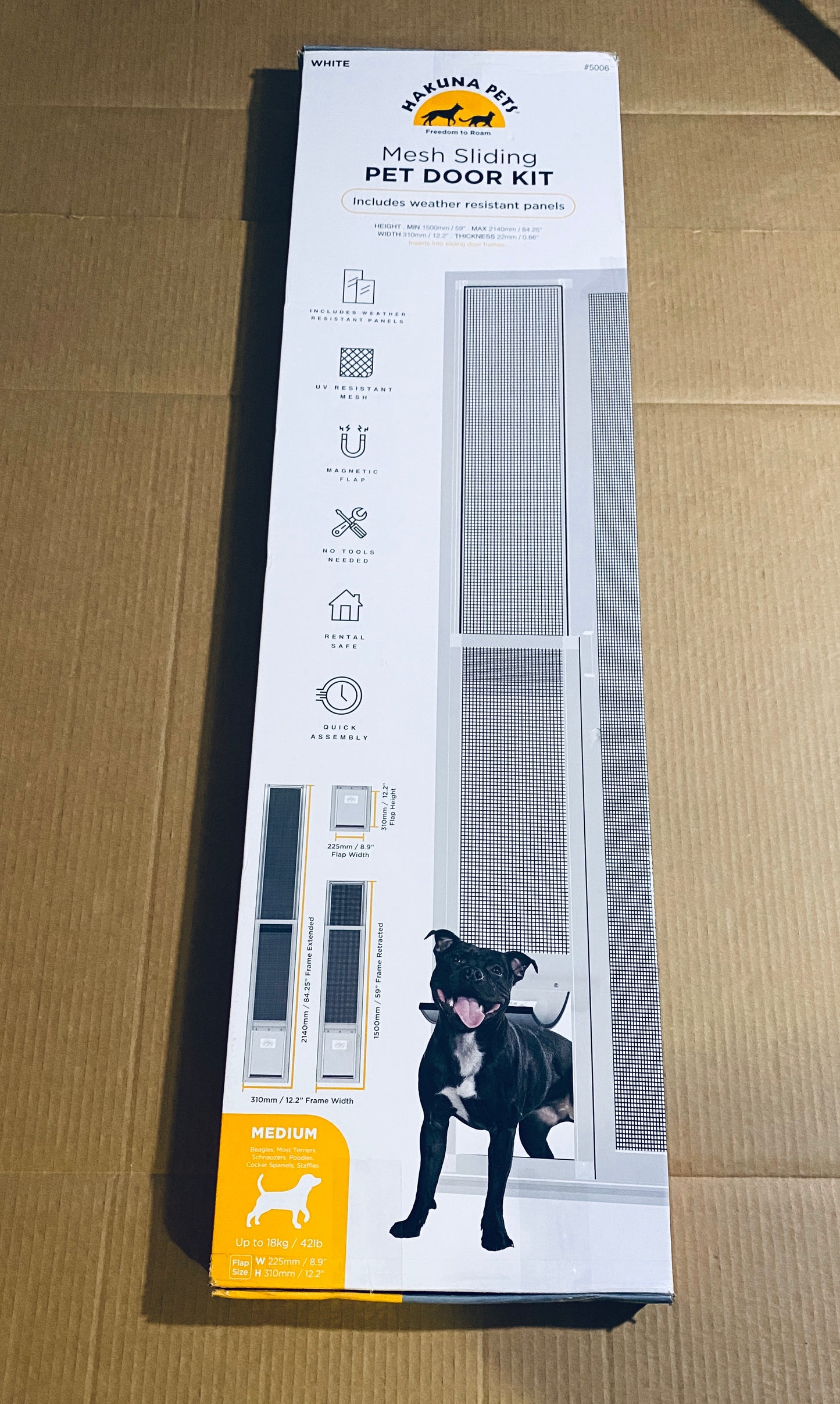 New Open Box - Mesh Sliding Patio Pet Door (V2) + Clear Weather Resistant Panel