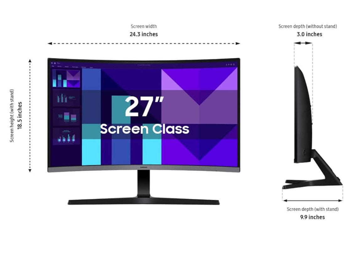 New Open Box Samsung 27” S3 FHD 100Hz Curved Gaming Monitor W/ Built-in Speakers