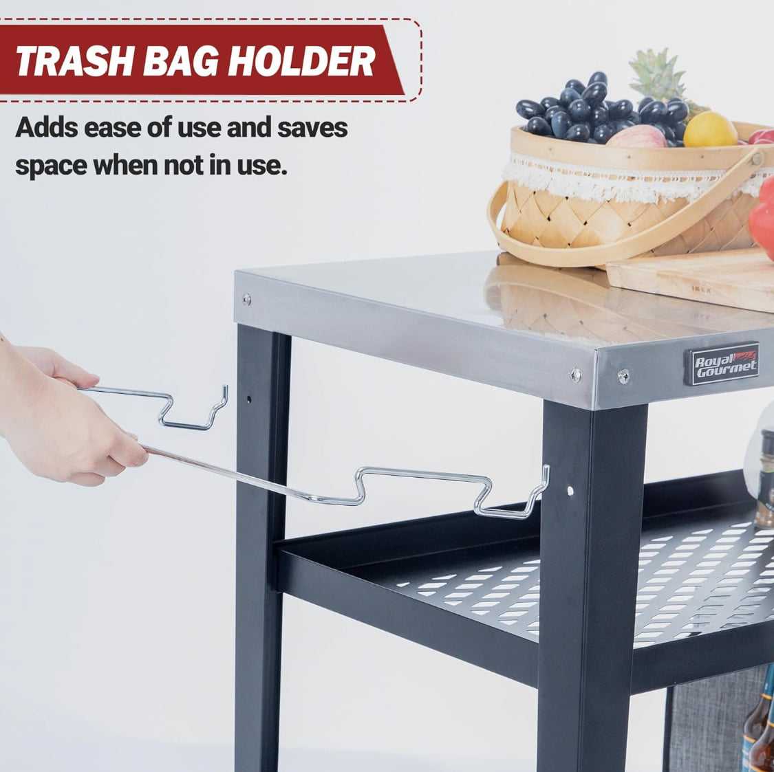 New Other Royal Gourmet Movable 3-Shelf Grill Table, Stainless Steel Tabletop
