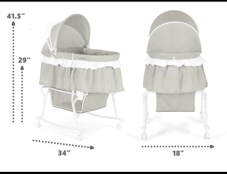 new Other - Dream Of Me Portable 2-In-1 Lacy Bassinet, Light Gray
