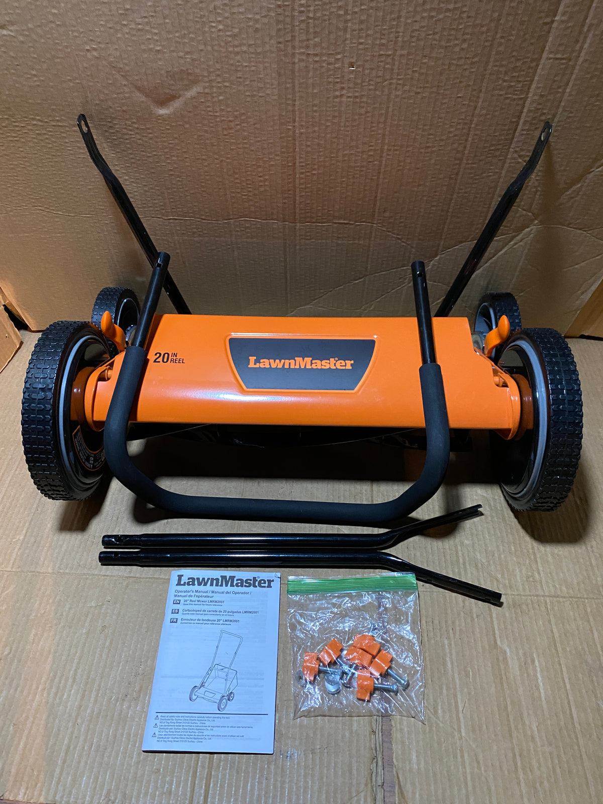 LawnMaster 20” 5-Blade Push Reel Lawn Mower, Orange/Black