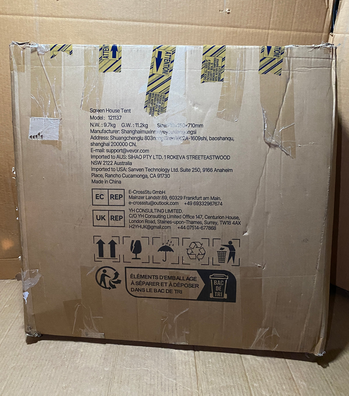 Like New VEVOR 10’x9.2’ Pop Up Screen House Tent With Awning For 4–8 People