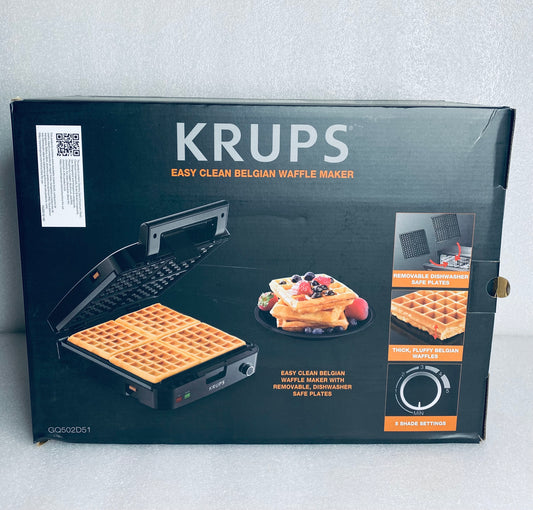 New Other Krups 4 Slice Stainless Steel Belgian Waffle Maker W/ 5 Browning Level