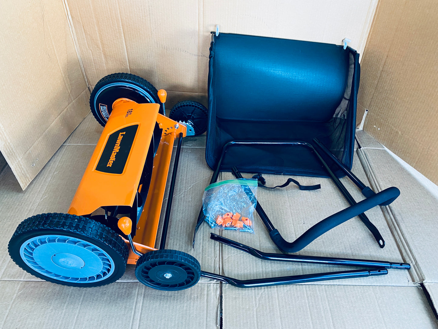 New Other LawnMaster 18 Inch 5-Blade Manual Push Reel Lawn Mower, Orange/Black