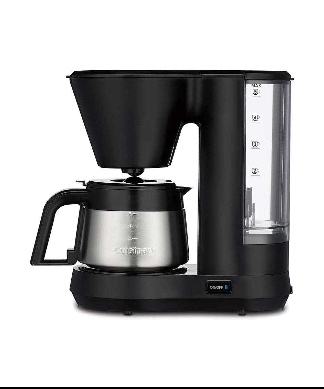 New Open Box Cuisinart 5-Cup Coffee Maker With Stainless Steel Carafe, Black