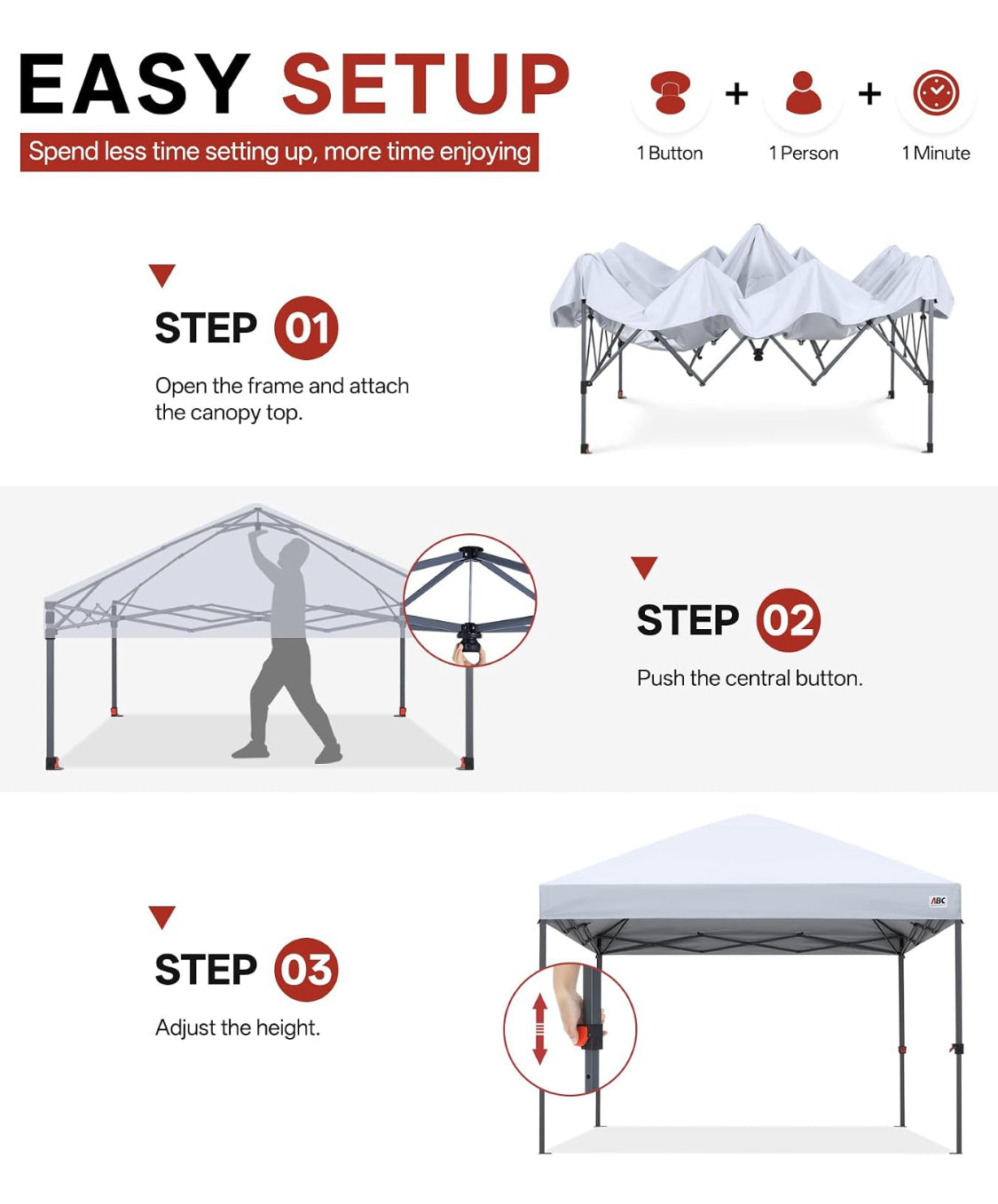 New Other ABCCANOPY10’ x 10’ Pop Up Canopy Tent With Portable Wheeled Carry Bag